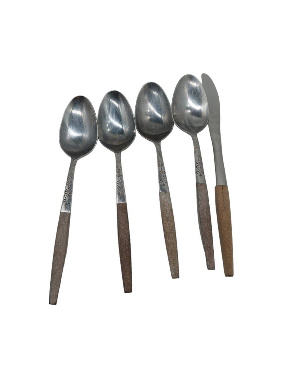Interfur Canoe Muffin 4 Large Spoons 1 Knife Stainless Steel Japan Lot of 5